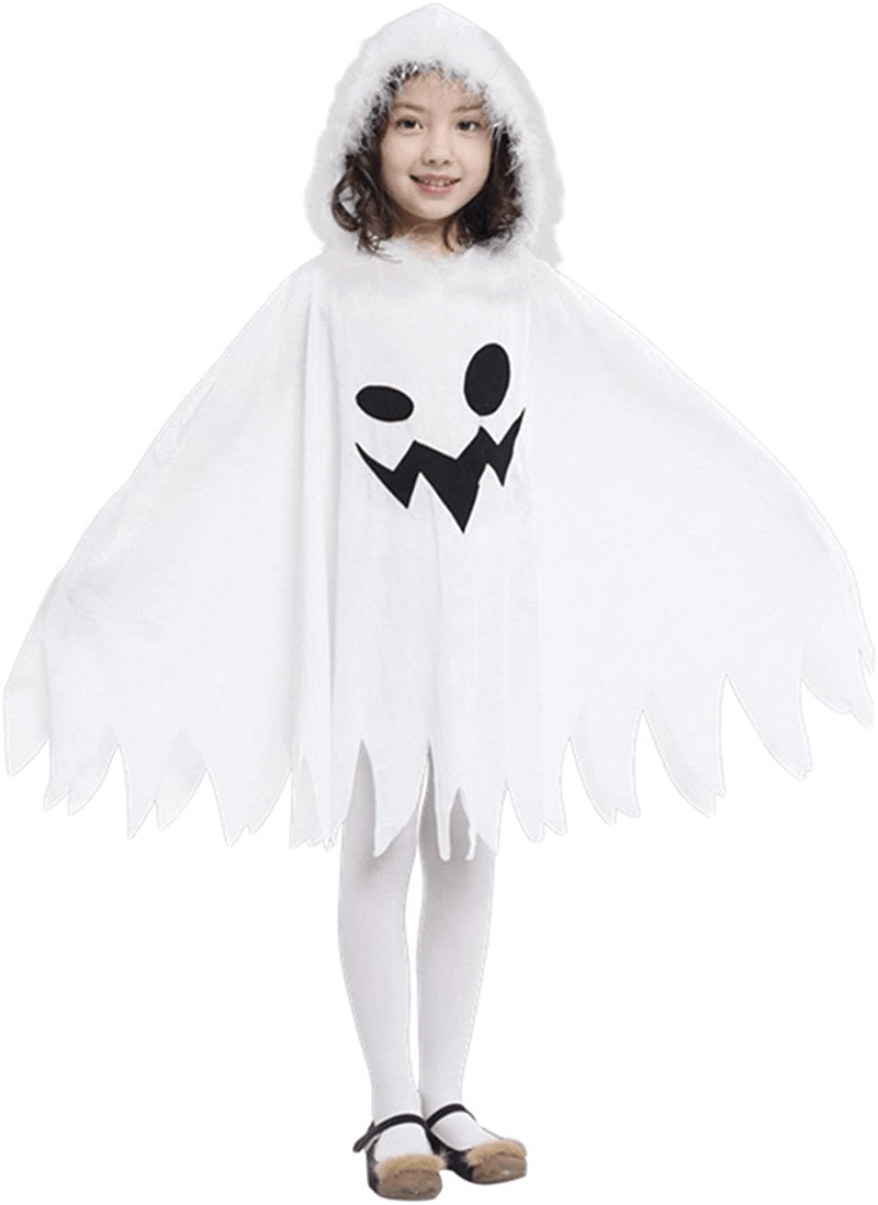 White Ghost Costume Kids Girls Halloween Scary Cosplay Fancy Dress Apparel & Accessories > Costumes & Accessories > Costumes EOZY 7-9 Years  
