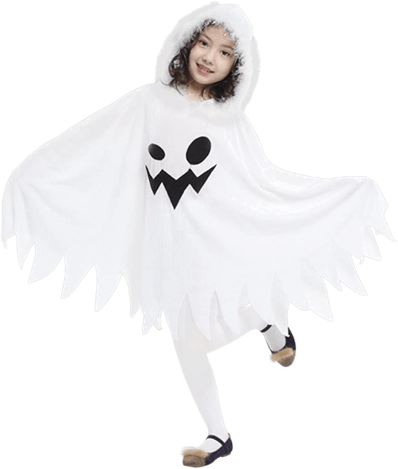 White Ghost Costume Kids Girls Halloween Scary Cosplay Fancy Dress Apparel & Accessories > Costumes & Accessories > Costumes EOZY   