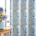 White Grey Blackout Curtains for Bedroom 84 Inch Length Floral Printed Living Room Curtain Panels for Farmhouse Décor Blossom Thermal Energy Efficient Light Blocking Window Curtain 50"W 2Pcs Home & Garden > Decor > Window Treatments > Curtains & Drapes FMFUNCTEX Baroque/ Blue 50"W x 63"L 