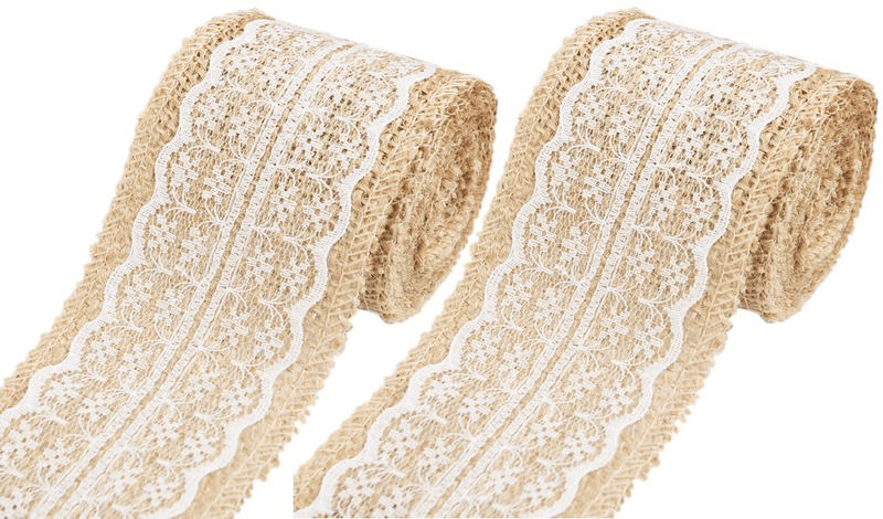 White Lace Ribbon for Crafts - HipGirl 20 Yards Floral Ribbon Lace Fabric Lace Trim By the Roll for Wedding Invitation, Cards, Decorating, Gift Package Wrapping. 2 Inch Wide Arts & Entertainment > Hobbies & Creative Arts > Arts & Crafts HipGirl Lace Burlap 160" x 2.35"  