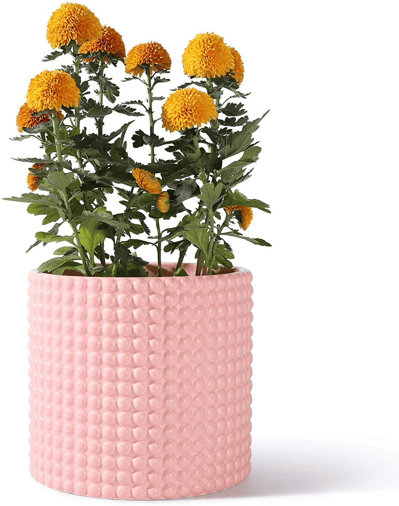 White Planter Pots for Plants Indoor - 6.1 Inch Ceramic Vintage-Style Hobnail Textured Flower Pot with Drainage Hole for Modern Home Decor(POTEY 055102, Plants NOT Included) Home & Garden > Decor > Seasonal & Holiday Decorations POTEY Shiny Pink Extra Large - 8 inch D 