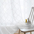 White Sheer Curtains 84 Inches Long, Rod Pocket Sheer Drapes for Living Room, Bedroom, 2 Panels, 52"X84", Embroidered Moroccan Tile Lattice Design Semi Voile Window Treatments for Yard, Patio, Villa. Home & Garden > Decor > Window Treatments > Curtains & Drapes MYSTIC-HOME Trellis White 52"Wx84"L 