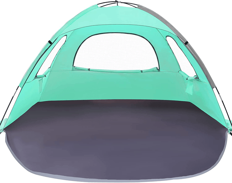 Whitefang Beach Tent Anti-Uv Portable Sun Shade Shelter for 3 Person, Extendable Floor with 3 Ventilating Mesh Windows plus Carrying Bag, Stakes and Guy Lines (Mint Green) Sporting Goods > Outdoor Recreation > Camping & Hiking > Tent Accessories WhiteFang Beach Glass  