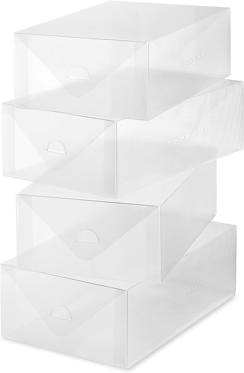 Whitmor Clear Vue Women'S Shoe Box, Set of 4, White, 4 Count Furniture > Cabinets & Storage > Armoires & Wardrobes Whitmor   