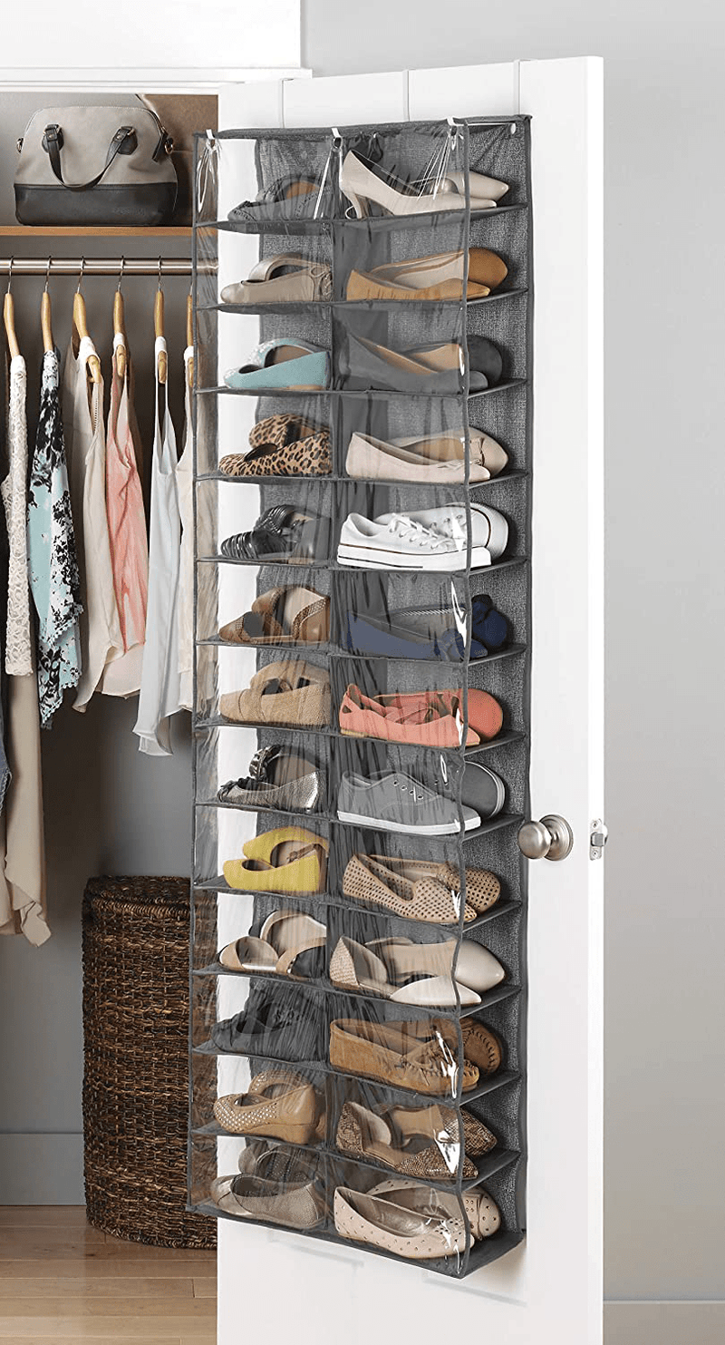 Whitmor over the Door Shoe Shelves - 26 Sections - Crosshatch Gray Furniture > Cabinets & Storage > Armoires & Wardrobes Whitmor   
