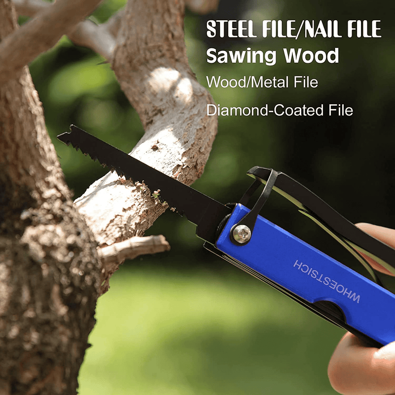 WHOESTSICH Multi Tool Camping Accessories, 16 in 1 Survival Tactical Tools Outdoor Hiking Fishing Essentials Multi-Function Camping Gear with Knife Axe Hammer, Christmas Gifts for Men(Blue) Sporting Goods > Outdoor Recreation > Camping & Hiking > Camping Tools WHOESTSICH   
