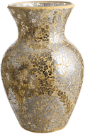 WHOLE HOUSEWARES 10.5" Tall Mosaic Glass Vase (Gold) Home & Garden > Decor > Vases Whold Housewares Gold  