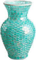 WHOLE HOUSEWARES 10.5" Tall Mosaic Glass Vase (Gold) Home & Garden > Decor > Vases Whold Housewares Blue  