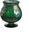 Whole Housewares 6.5 X 7 Inches Mosaic Glass Hurricane, Mosaic Glass Vase for Gifts & Home Decoration (Green) Home & Garden > Decor > Home Fragrance Accessories > Candle Holders WHOLE HOUSEWARES Green  