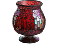 Whole Housewares 6.5 X 7 Inches Mosaic Glass Hurricane, Mosaic Glass Vase for Gifts & Home Decoration (Green) Home & Garden > Decor > Home Fragrance Accessories > Candle Holders WHOLE HOUSEWARES Red  