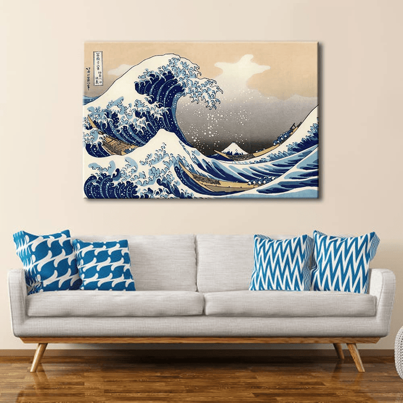 Wieco Art Great Wave of Kanagawa Katsushika Hokusai Giclee Canvas Prints Wall Art Abstract Seascape Pictures Paintings for Living Room Home Decorations Large Modern Stretched and Framed Sea Artwork Home & Garden > Decor > Artwork > Posters, Prints, & Visual Artwork Wieco Art   