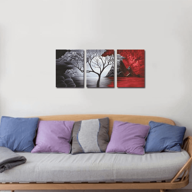 Wieco Art the Cloud Tree Wall Art Oil Paintings Giclee Landscape Canvas Prints for Home Decorations, 3 Panels Home & Garden > Decor > Artwork > Posters, Prints, & Visual Artwork Wieco Art   