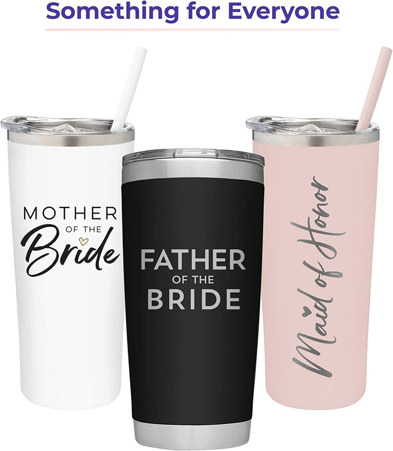 Wifey Tumbler | 22 Ounce White Engraved Stainless Steel Insulated Tumbler with Slide Close Lid and Straw | Bridal Shower | Bride to Be Gifts | Engagement Gift | Valentine'S Day Gifts