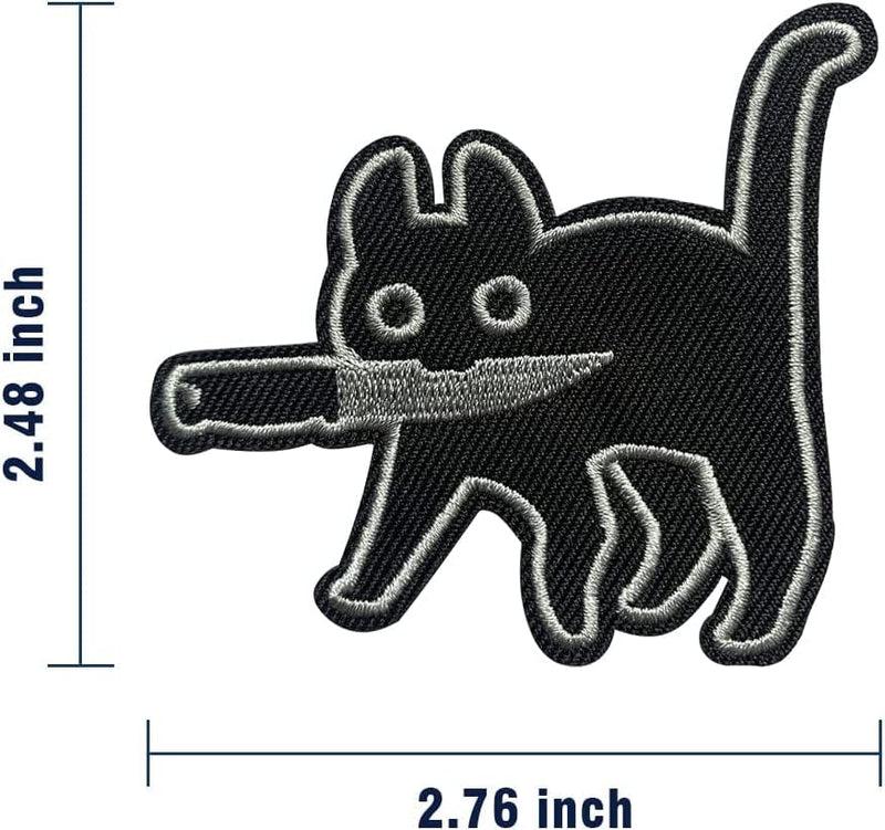 Wikineon Iron on Embroidered Patch, Cat with Knife - Appliable to Badge Iron on Sew on Emblem Patch DIY Accessories Perfect for Jackets, Clothes, Hats & Jeans Sporting Goods > Outdoor Recreation > Winter Sports & Activities Wikineon   