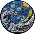 Wikineon Iron on Embroidered Patch, Cat with Knife - Appliable to Badge Iron on Sew on Emblem Patch DIY Accessories Perfect for Jackets, Clothes, Hats & Jeans Sporting Goods > Outdoor Recreation > Winter Sports & Activities Wikineon Japanese Great Wave & Kanagawa Sun Patch  