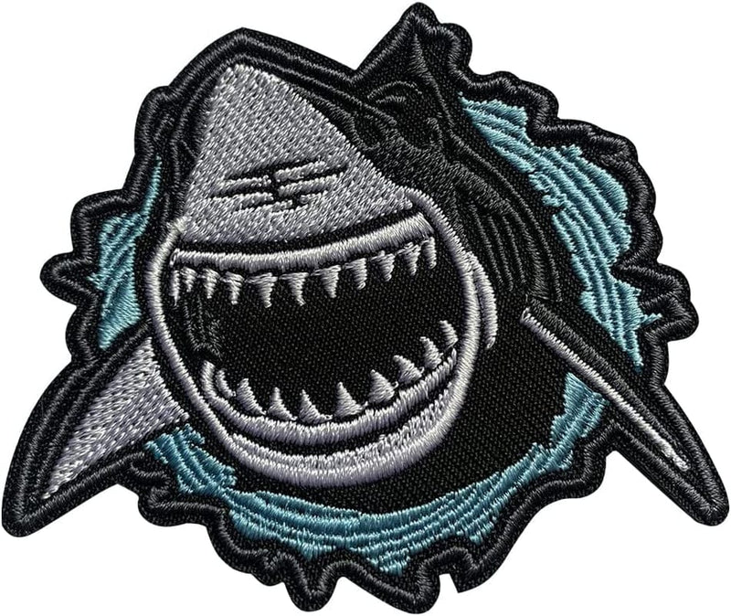 Wikineon Iron on Embroidered Patch, Cat with Knife - Appliable to Badge Iron on Sew on Emblem Patch DIY Accessories Perfect for Jackets, Clothes, Hats & Jeans Sporting Goods > Outdoor Recreation > Winter Sports & Activities Wikineon Great White Shark Patch  