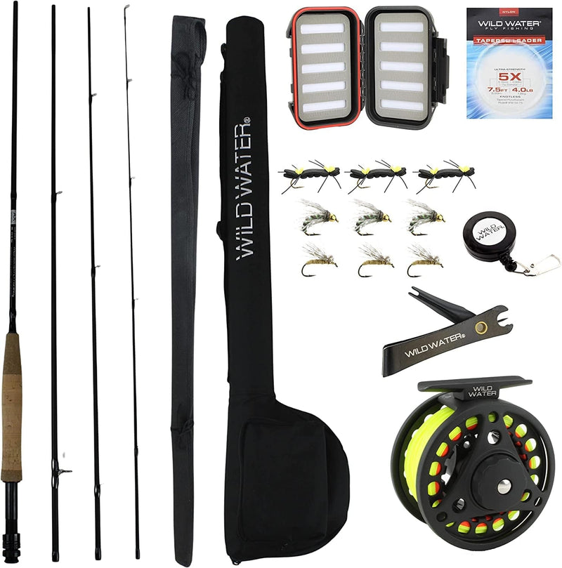 Wild Water Fly Fishing 9 Foot, 4-Piece, 3/4 Weight Fly Rod Complete Fly Fishing Rod and Reel Combo Starter Package Sporting Goods > Outdoor Recreation > Fishing > Fishing Rods Wild Water   