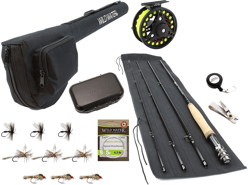 Wild Water Fly Fishing 9 Foot, 4-Piece, 5/6 Weight Fly Rod Complete Fly Fishing Rod and Reel Combo Starter Package Sporting Goods > Outdoor Recreation > Fishing > Fishing Rods Wild Water Default Title  