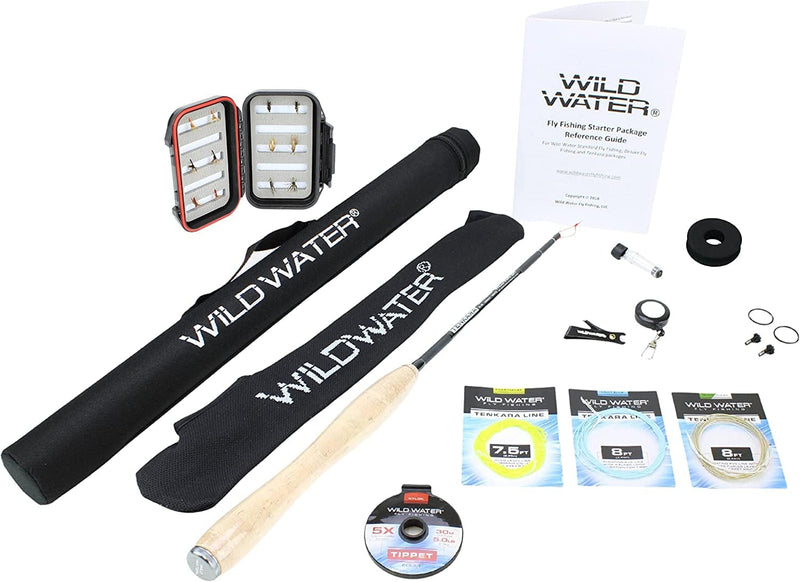 Wild Water Tenkara Starter Package, Excellent Fly Fishing Equipment for Beginners, Includes Flies, Three Lines, Hard Tube Case & Rod Sock Sporting Goods > Outdoor Recreation > Fishing > Fishing Rods Wild Water 7ft/8ft Shorty Zoom  