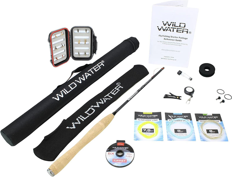 Wild Water Tenkara Starter Package, Excellent Fly Fishing Equipment for Beginners, Includes Flies, Three Lines, Hard Tube Case & Rod Sock