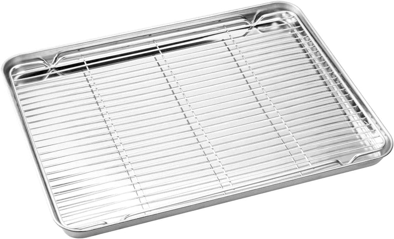 Wildone Baking Sheet & Rack Set [2 Sheets + 2 Racks], Stainless Steel Cookie Pan with Cooling Rack, Size 16 X 12 X 1 Inch, Non Toxic & Heavy Duty & Easy Clean Home & Garden > Kitchen & Dining > Cookware & Bakeware Wildone   