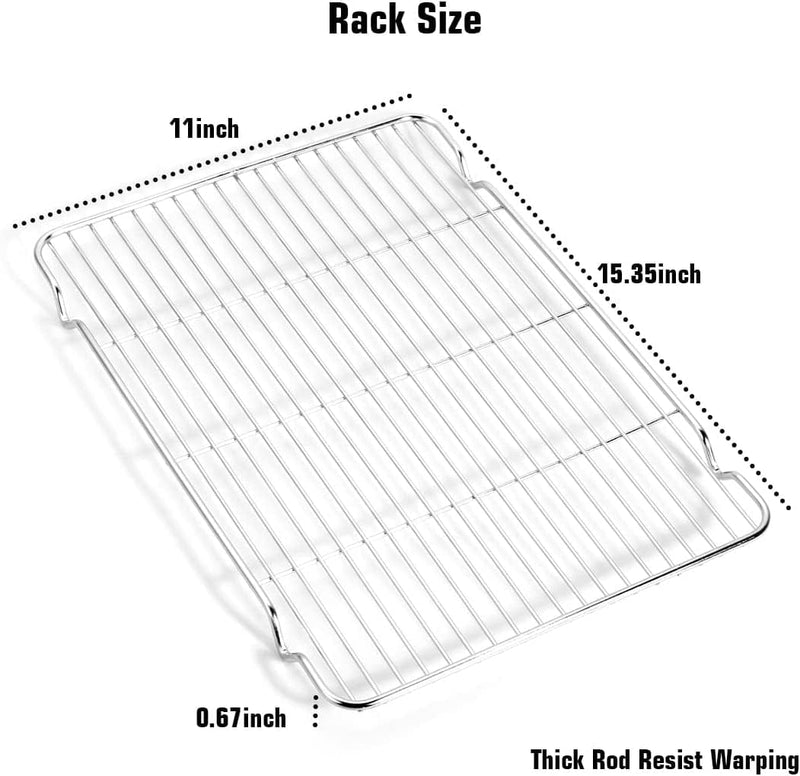Wildone Baking Sheet & Rack Set [2 Sheets + 2 Racks], Stainless Steel Cookie Pan with Cooling Rack, Size 16 X 12 X 1 Inch, Non Toxic & Heavy Duty & Easy Clean Home & Garden > Kitchen & Dining > Cookware & Bakeware Wildone   