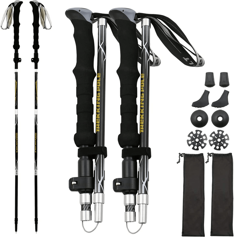 Wildss Hiking Poles - Collapsible Trekking Poles - Adjustable Lightweight Walking Stick for Hiking - with Quick Lock System - for Hiking Camping Men Women Child Elderly(Black) Sporting Goods > Outdoor Recreation > Camping & Hiking > Hiking Poles wildss   