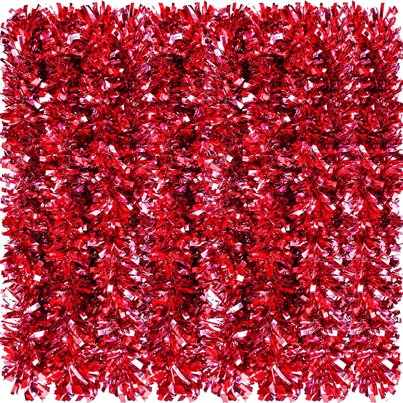 WILLBOND 26.2 Feet Valentines Tinsel Garland Metallic Shiny Hanging Garland Colorful Tinsel Garland Decoration for Valentines Party Indoor and Outdoor Decor (Red, Light Pink and White) Home & Garden > Decor > Seasonal & Holiday Decorations WILLBOND Red and Light Pink  