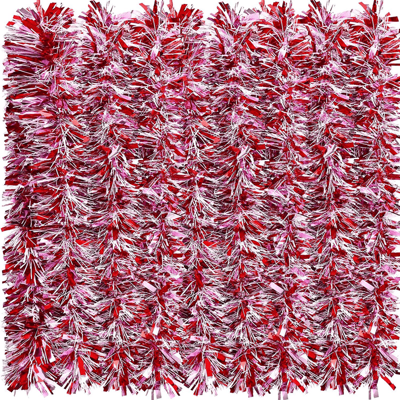 WILLBOND 26.2 Feet Valentines Tinsel Garland Metallic Shiny Hanging Garland Colorful Tinsel Garland Decoration for Valentines Party Indoor and Outdoor Decor (Red, Light Pink and White) Home & Garden > Decor > Seasonal & Holiday Decorations WILLBOND Red, Light Pink and White  