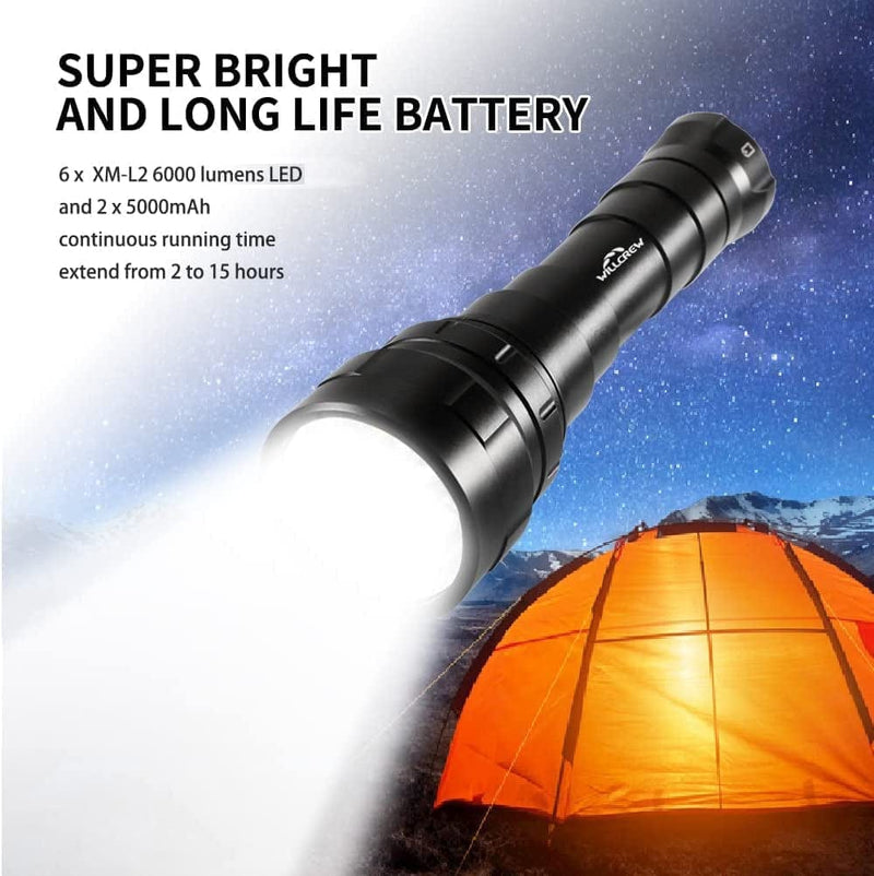 Willcrew DF60 6000 Lumen Dive Lights Professional Scuba Diving Underwater Flashlight, 150M IPX-8 Waterproof Diving Torch Submersible Flashlight with Charger Home & Garden > Pool & Spa > Pool & Spa Accessories DongGuanShi KeXiZheng ShangMao YouXianGongSi   