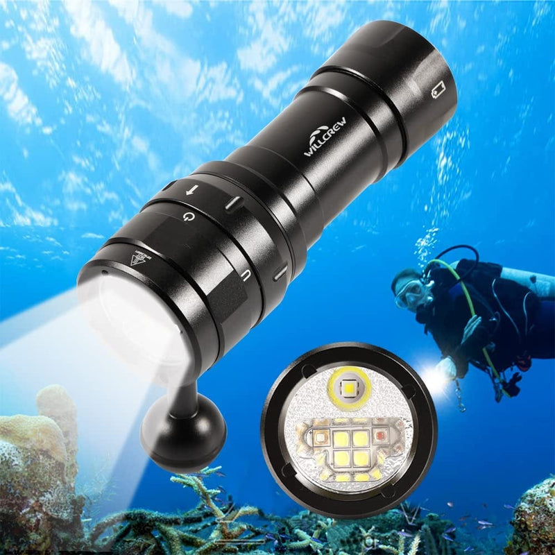 Willcrew DF60 6000 Lumen Dive Lights Professional Scuba Diving Underwater Flashlight, 150M IPX-8 Waterproof Diving Torch Submersible Flashlight with Charger Home & Garden > Pool & Spa > Pool & Spa Accessories DongGuanShi KeXiZheng ShangMao YouXianGongSi DX70  