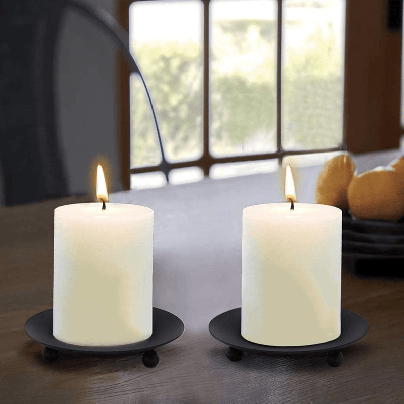 WillGail Decorative Iron Plate Candle Holder, Set of 6, Matte Black Pillar Candlesticks Holders, Pedestal Candle Stand for LED & Wax Candles, Table, Fireplace, Incense Cones, Spa, Weddings, Party Home & Garden > Decor > Home Fragrance Accessories > Candle Holders WillGail   