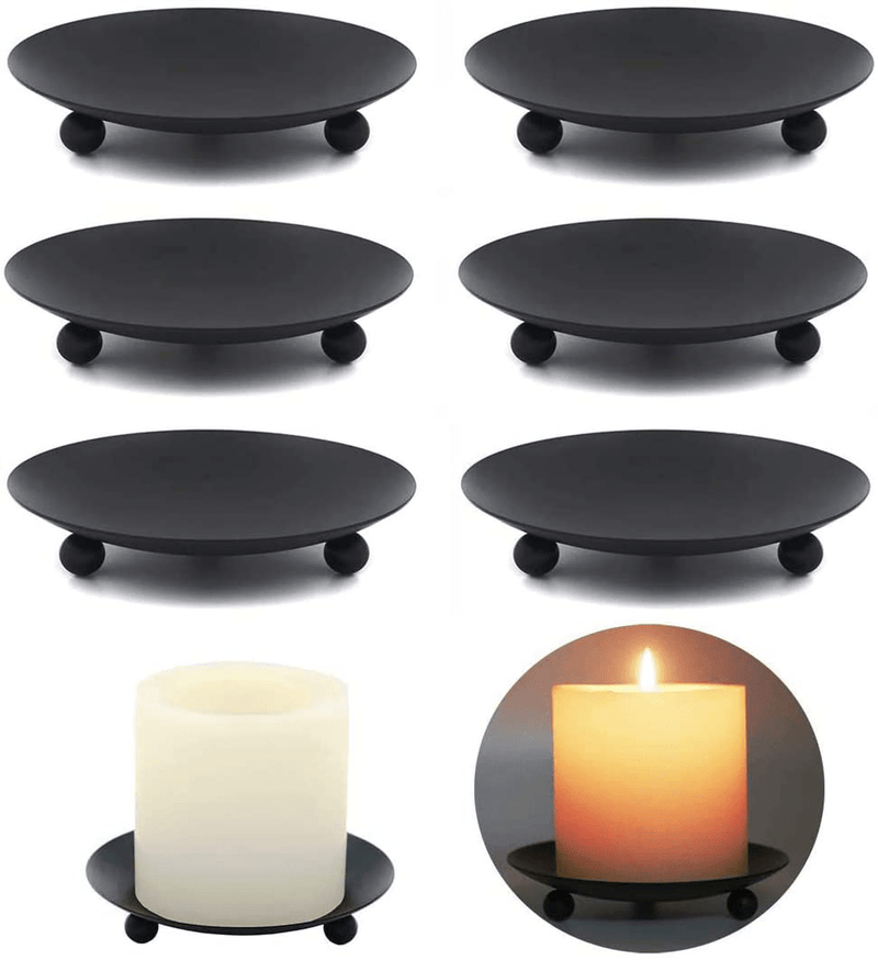 WillGail Decorative Iron Plate Candle Holder, Set of 6, Matte Black Pillar Candlesticks Holders, Pedestal Candle Stand for LED & Wax Candles, Table, Fireplace, Incense Cones, Spa, Weddings, Party Home & Garden > Decor > Home Fragrance Accessories > Candle Holders WillGail 6-pack  