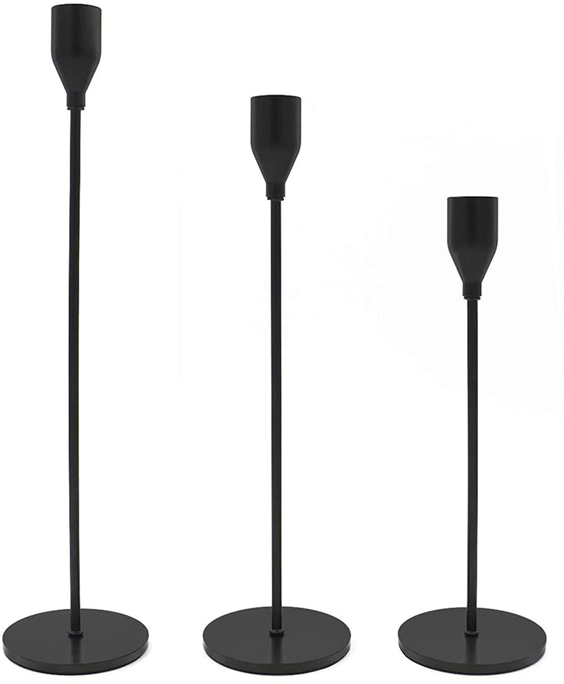 WillGail Set of 3 Matte Black Candle Holders for Taper Candles, Modern Decorative Candlestick Holder for Table, Centerpiece for Wedding, Dinning, Party, Fits Thick&Led Candles Home & Garden > Decor > Home Fragrance Accessories > Candle Holders Gails Willing Default Title  