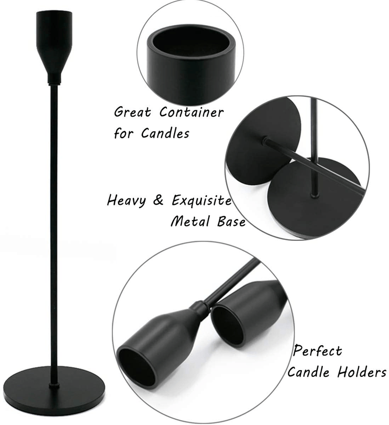 WillGail Set of 3 Matte Black Candle Holders for Taper Candles, Modern Decorative Candlestick Holder for Table, Centerpiece for Wedding, Dinning, Party, Fits Thick&Led Candles Home & Garden > Decor > Home Fragrance Accessories > Candle Holders Gails Willing   