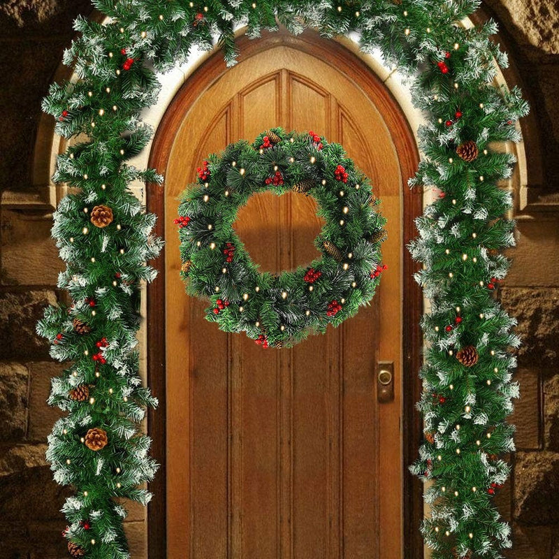 Willstar Pre-Lit Artificial Christmas Garland Flocked with Mixed Decorations and Lights Crestwood Spruce  Willstar   