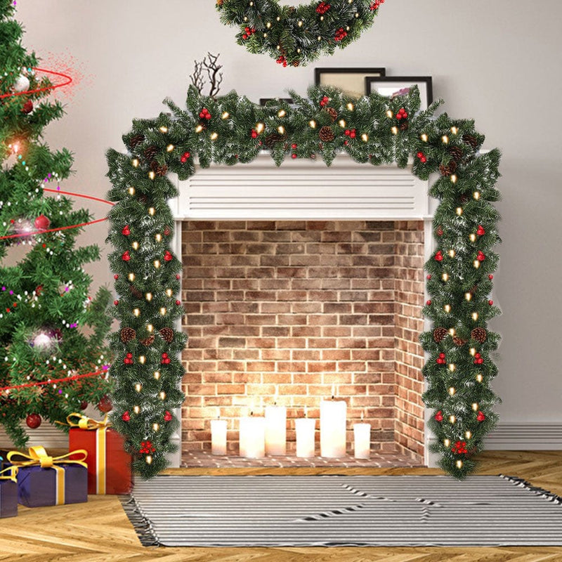 Willstar Pre-Lit Artificial Christmas Garland Flocked with Mixed Decorations and Lights Crestwood Spruce  Willstar   