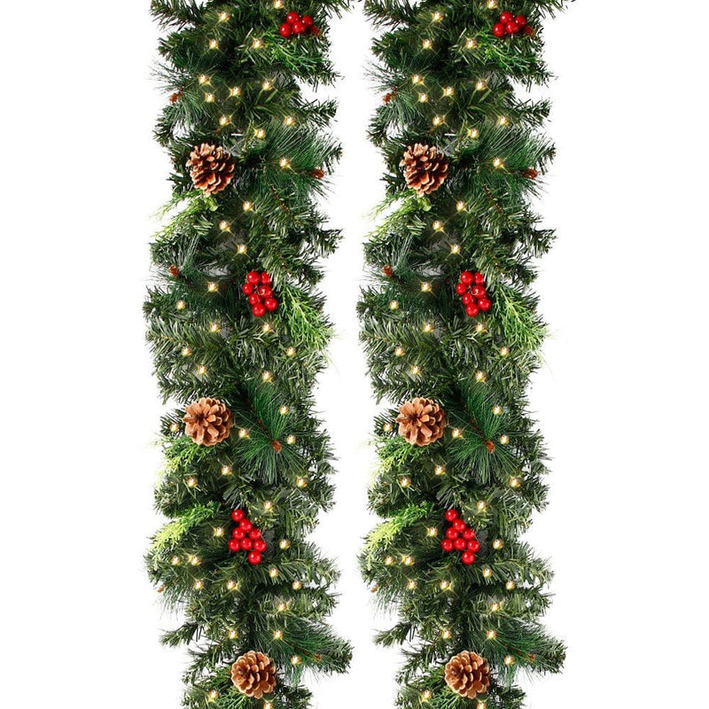 Willstar Pre-Lit Artificial Christmas Garland Flocked with Mixed Decorations and Lights Crestwood Spruce  Willstar Rattan-With light  