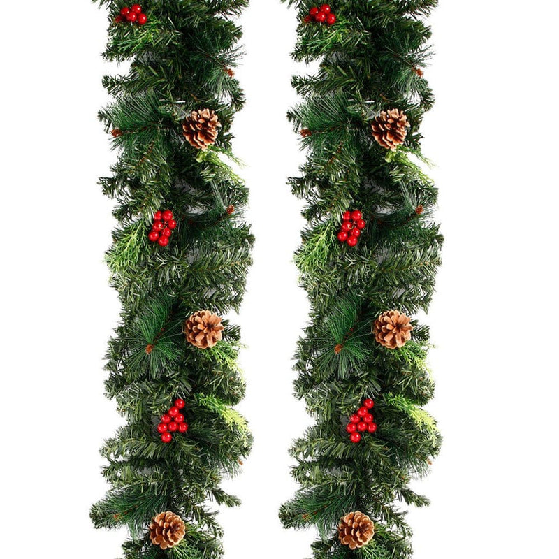 Willstar Pre-Lit Artificial Christmas Garland Flocked with Mixed Decorations and Lights Crestwood Spruce  Willstar Rattan-Without light  