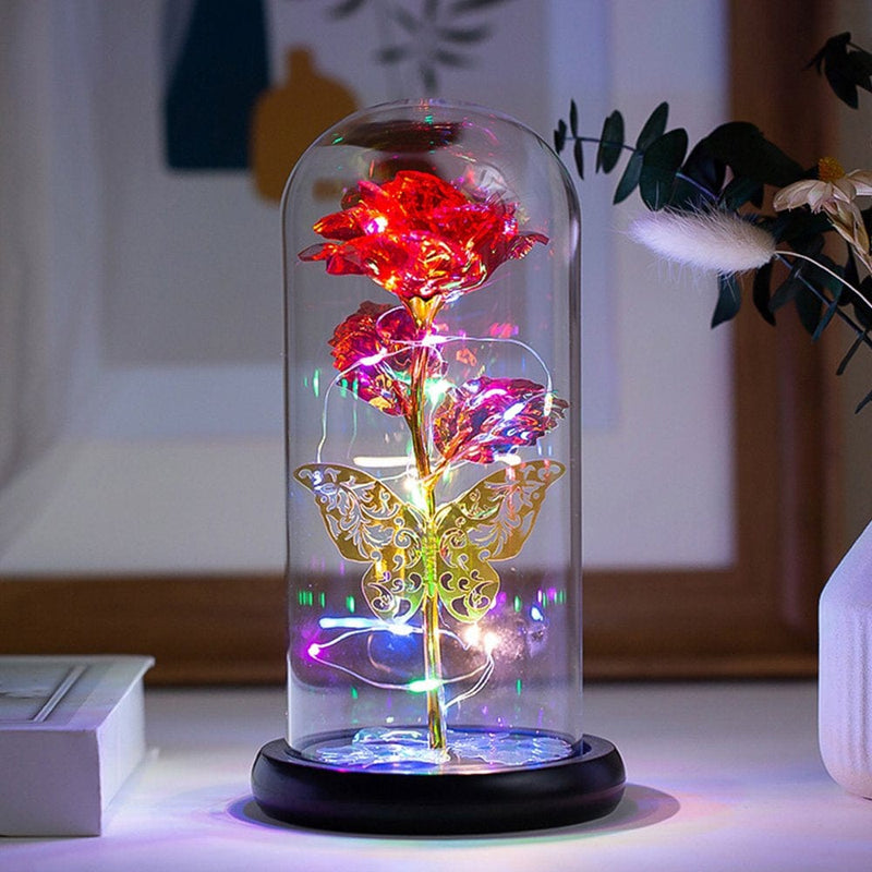 Willstar Preserved Flower Forever Enchanted Rose Decor LED Romantic Light with Remote Control, Light with Fallen Petals in Glass Dome Gift for Mothers' Day Valentine'S Day Anniversary Birthday Home & Garden > Decor > Seasonal & Holiday Decorations Willstar Red  
