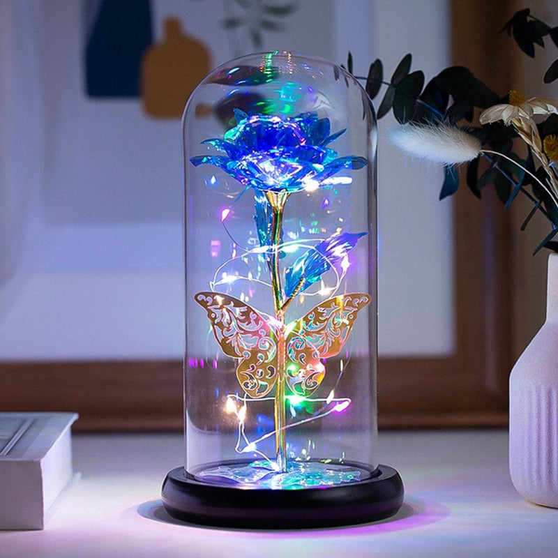 Willstar Preserved Flower Forever Enchanted Rose Decor LED Romantic Light with Remote Control, Light with Fallen Petals in Glass Dome Gift for Mothers' Day Valentine'S Day Anniversary Birthday Home & Garden > Decor > Seasonal & Holiday Decorations Willstar Blue  