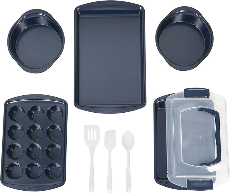 Wilton Non-Stick Diamond-Infused Navy Blue Baking Set with Utensils, 9-Piece Home & Garden > Kitchen & Dining > Cookware & Bakeware Wilton   