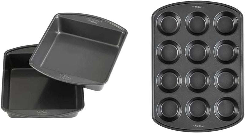 Wilton Perfect Results Premium Non-Stick 8-Inch Square Cake Pans, Set of 2, Steel Bakeware Set Home & Garden > Kitchen & Dining > Cookware & Bakeware Wilton Cake Pans + Muffin Pan  