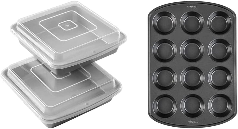Wilton Recipe Right Non-Stick 9-Inch Square Baking Pan with Lid, Set of 2 Home & Garden > Kitchen & Dining > Cookware & Bakeware Wilton Baking Pan + Muffin Pan  