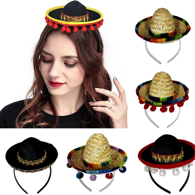 Windfall Cinco De Mayo Fiesta Fabric Sombrero Headbands Party Costume for Fun Fiesta Hat Party Supplies, Luau Event Photo Props, Mexican Theme Decorations Party Favors. Arts & Entertainment > Party & Celebration > Party Supplies windfall Style
