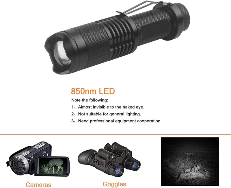 WINDFIRE Infrared Flashlight 850Nm Mini Zoomable LED IR Flashlights Invisible Light Waterproof Pocket Torches Used with Night Vision Device (No Battery Included) Hardware > Tools > Flashlights & Headlamps > Flashlights WINDFIRE   