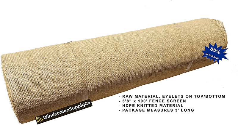 WindscreenSupplyCo 5'8" X 100' Shade Fabric Roll Sunblock Shade Cloth, 85% UV Resistant Mesh Netting Cover (1, Tan)