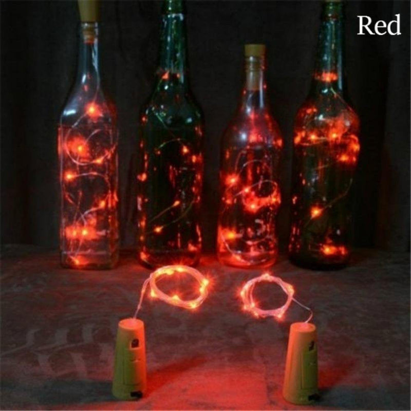 Wine Bottle Lights with Cork, 20 LED Battery Operated String Lights, Warm White Decorative Fairy Lights, Mini Copper Wire Lights for Bedroom Decor, Valentine'S Day Party Wedding Decorations, 1 PCS Home & Garden > Decor > Seasonal & Holiday Decorations Yinrunx Red  