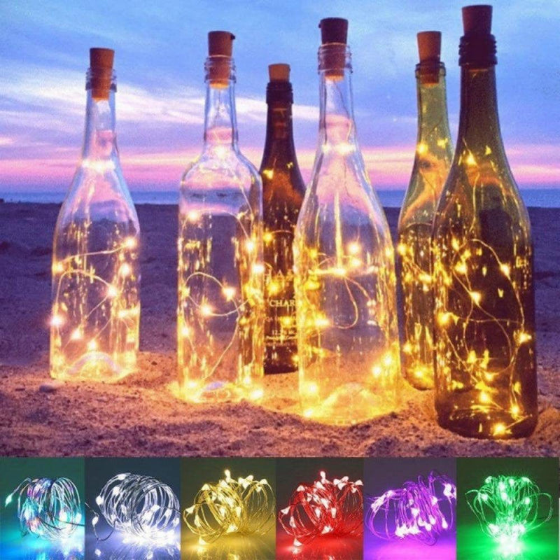 Wine Bottle Lights with Cork, 20 LED Battery Operated String Lights, Warm White Decorative Fairy Lights, Mini Copper Wire Lights for Bedroom Decor, Valentine'S Day Party Wedding Decorations, 1 PCS Home & Garden > Decor > Seasonal & Holiday Decorations Yinrunx Colorful  