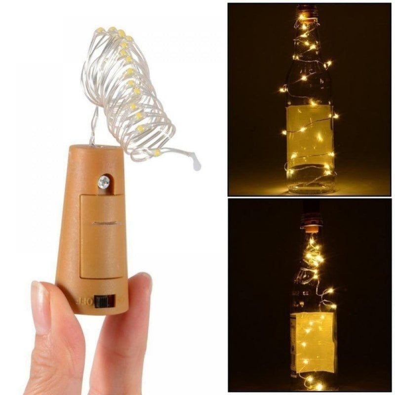 Wine Bottle Lights with Cork, 20 LED Battery Operated String Lights, Warm White Decorative Fairy Lights, Mini Copper Wire Lights for Bedroom Decor, Valentine'S Day Party Wedding Decorations, 1 PCS Home & Garden > Decor > Seasonal & Holiday Decorations Yinrunx   